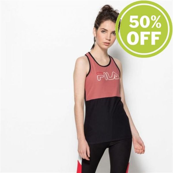 Camisas Fila Mulher Rosa/Pretas - Fila Mirth Tank Workout Tank Outlet Portugal,XGLC-73124